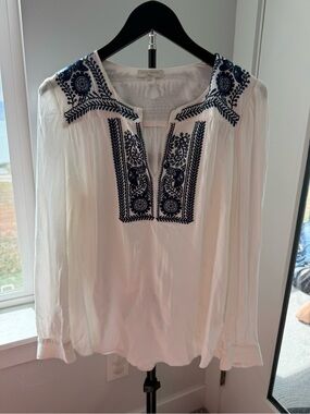 Saint Tropez West White Tunic with Navy Embroidery